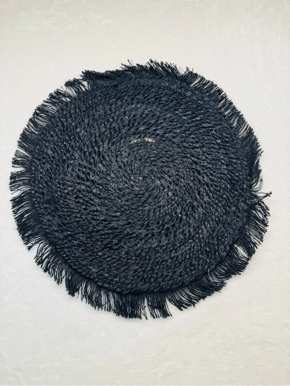 Black Woven Round Fringe Placemat Halloween Decor Accent